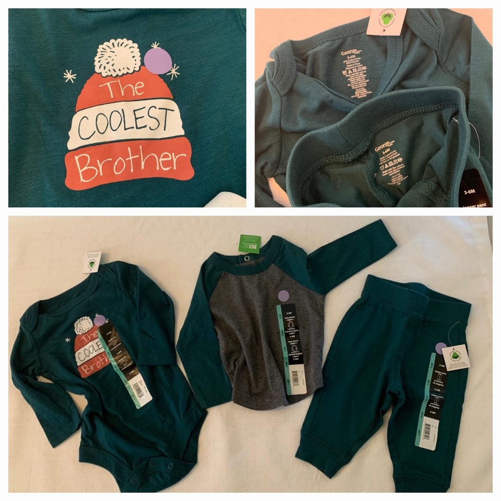 NEW  3-6m 3pcs Brother Set Boys Baby Infant Toddler Clothing Clothes